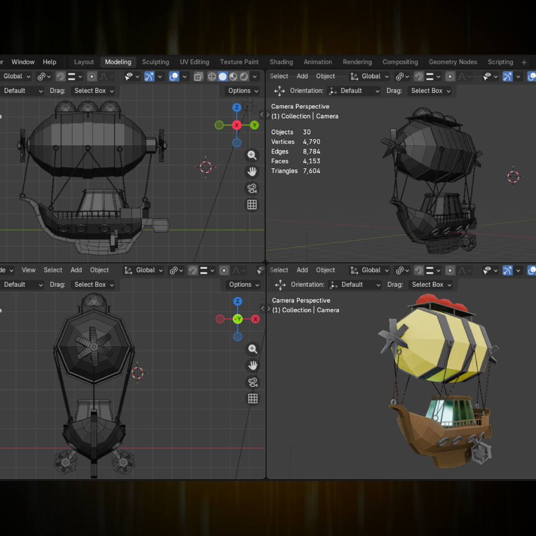 Steampunk léghajó 3d